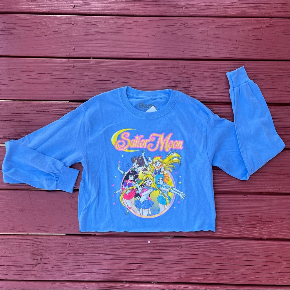 Bright Blue Sailor Moon Graphic Long-Sleeve Tee